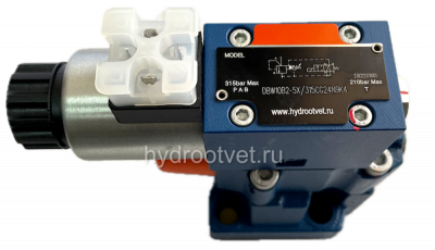 DBW10B2-5X/100XCG24N9K4 - Предохранительный клапан Ду10 с давлением настройки до 100 бар, управление - X - внешний с разгрузкой B = открыт с электроуправлением G24